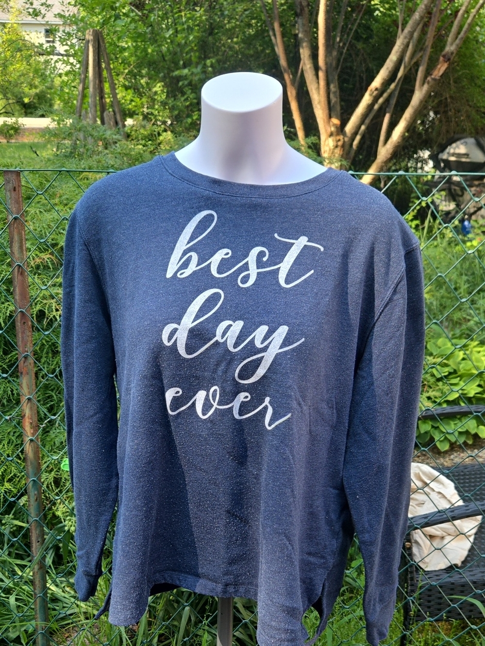 Women's Navy 'Best Day Ever' Pullover Sweatshirt